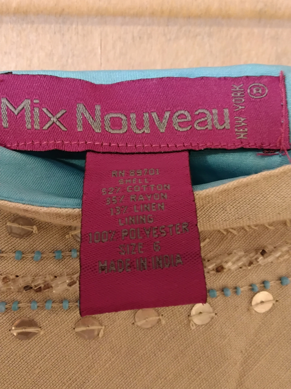 Beige Embellished Maxi Skirt with Silver And Blue Stones Accents - Picture 4 of 5